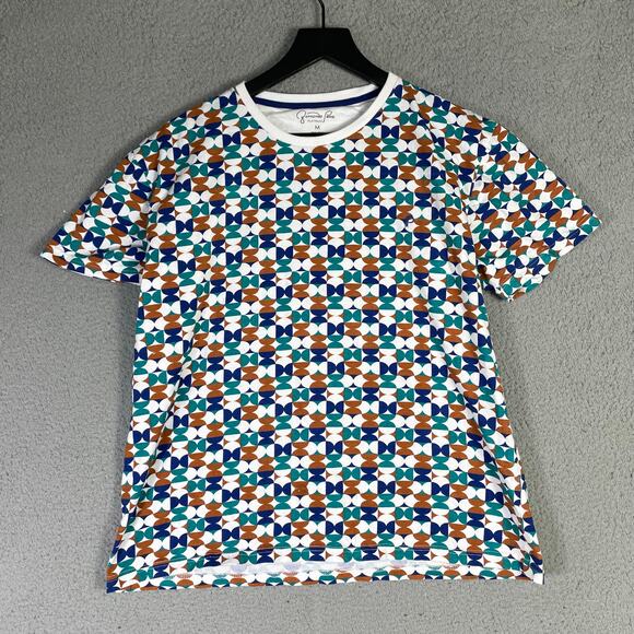 Fernando Pena Platinum Geometric‎ Print T-Shirt Multicolor Cotton Men's Medium - Picture 1 of 8
